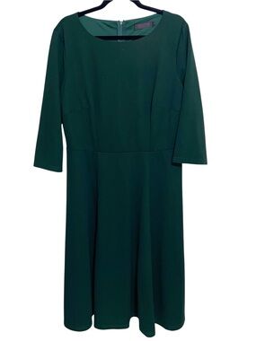 Dress Tells Dress  Womens Plus Size 2XL Dark Green Stretch Retro Holiday Party